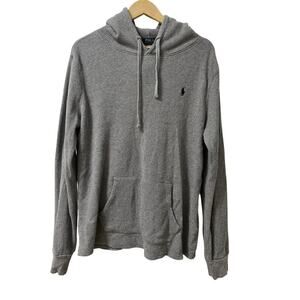 Polo Ralph Lauren Mens Thermal Waffle Knit Long Sleeve Hoodie Size L Gray Preppy